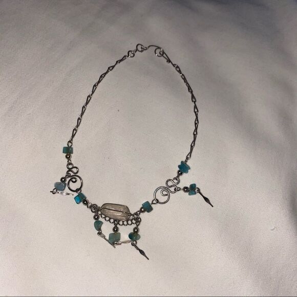 Beachy Beautiful Blue and Silver Anklet - Picture 2 of 2